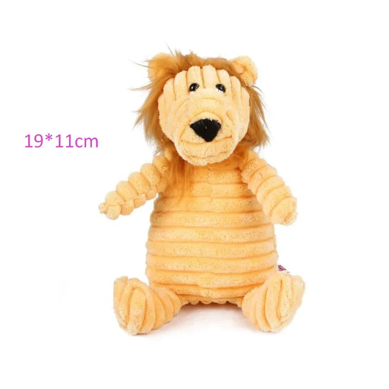 Plush Dog Toy Animals Shape Bite Resistant Squeaky Toys Corduroy Dog Toys for Small Large Dogs Puppy Pets Training