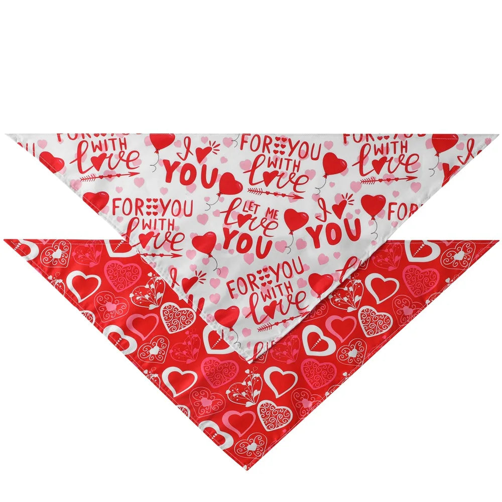 Sucado Valentine's Day Dog Bandana Triangle Bib Scarf with Heart and Love Patterns Pet Neckerchief Accessories for Puppy Cat