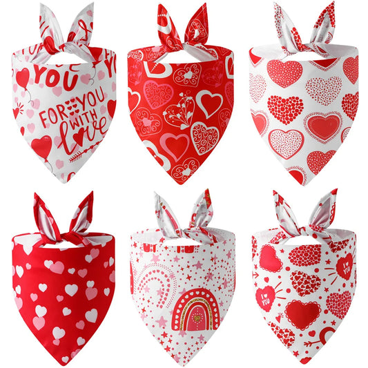 Sucado Valentine's Day Dog Bandana Triangle Bib Scarf with Heart and Love Patterns Pet Neckerchief Accessories for Puppy Cat