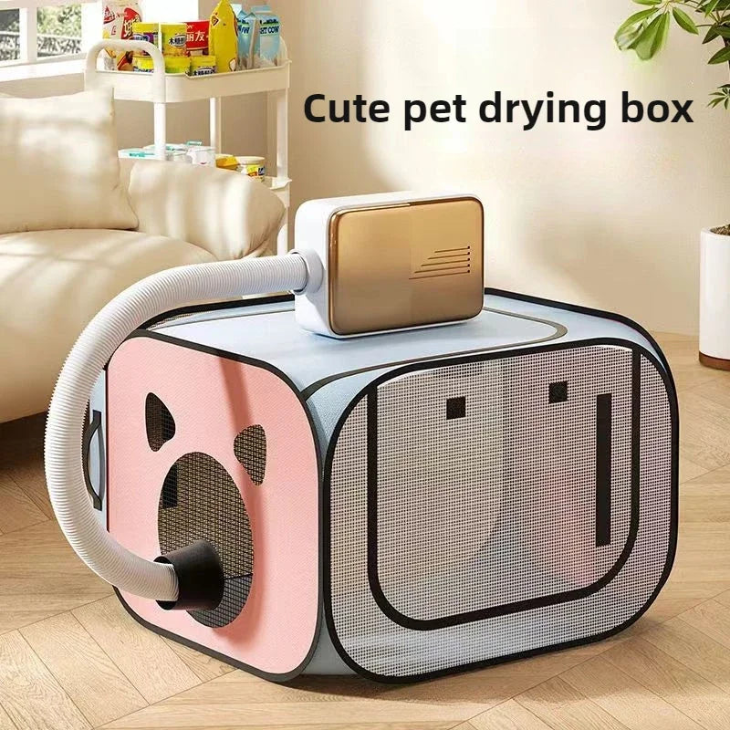 Pet Drying Box Cats Dryer Cage Pet Bathing Dog Grooming Collapsible Breathable and Bite-resistant Drying Box Cat Clean Box