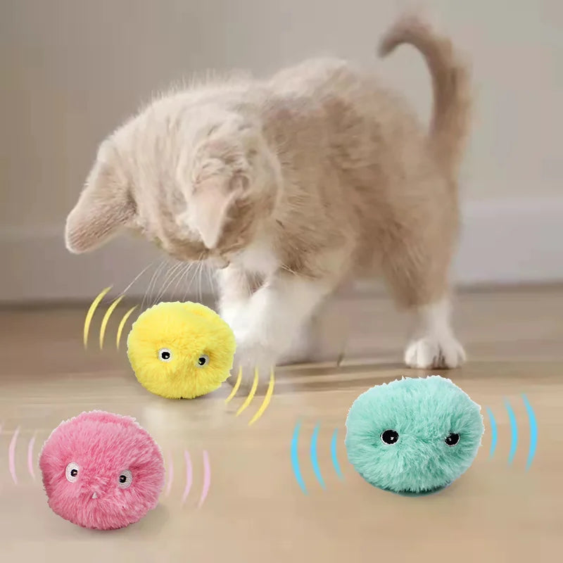 Smart Cat Toys Interactive Ball Plush Electric Catnip Training Toy Kitten Touch Sounding Pet Product Squeak Toy Ball Cat