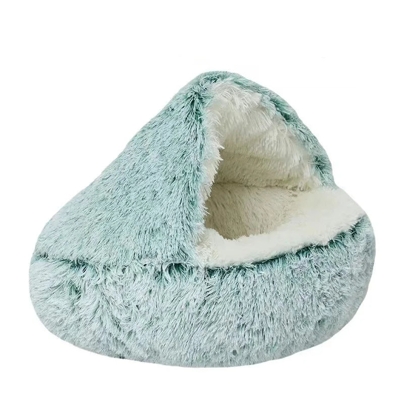 Cat Litter Pet Soft Plush Bed Semi-enclosed Cat Nest Shell Type Cat Bed Puppy Bed