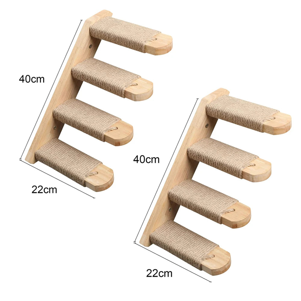 1PC Cat Tree Wall Mounted Cat Shelves Scratching Post for Cat Jumping Platform and Cat Hammock Rope Ladder Wall Wooden Furniture