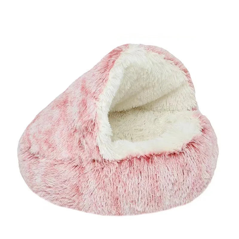 Cat Litter Pet Soft Plush Bed Semi-enclosed Cat Nest Shell Type Cat Bed Puppy Bed