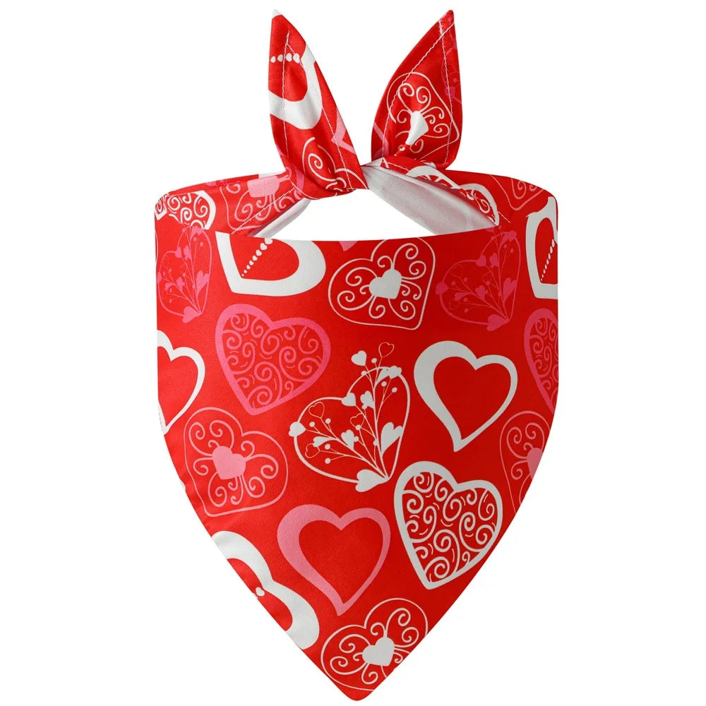 Sucado Valentine's Day Dog Bandana Triangle Bib Scarf with Heart and Love Patterns Pet Neckerchief Accessories for Puppy Cat